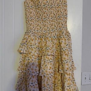 Windsor Strapless Yellow Floral Tiered Dress